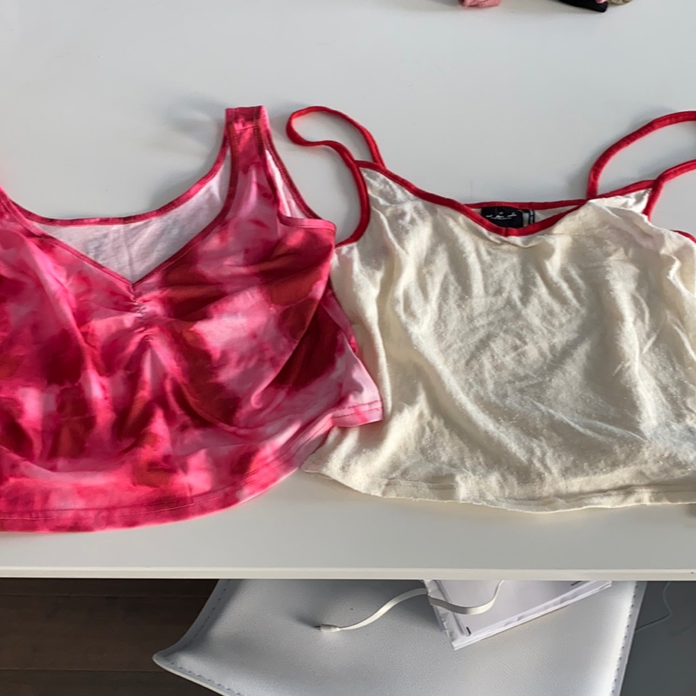 Urban Outfitters cream top/ shein pink tie dye